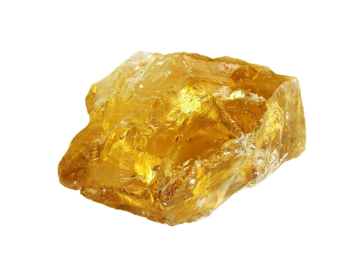 Rough citrine crystal on white