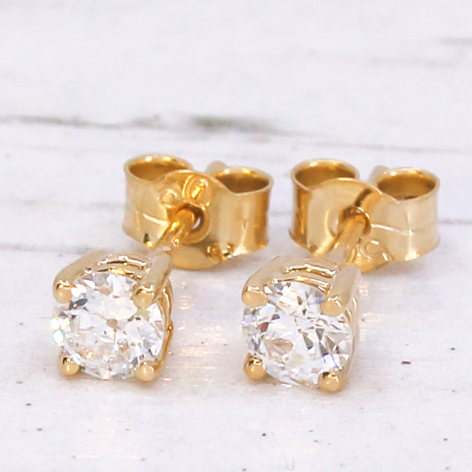 18k gold vintage diamond earrings