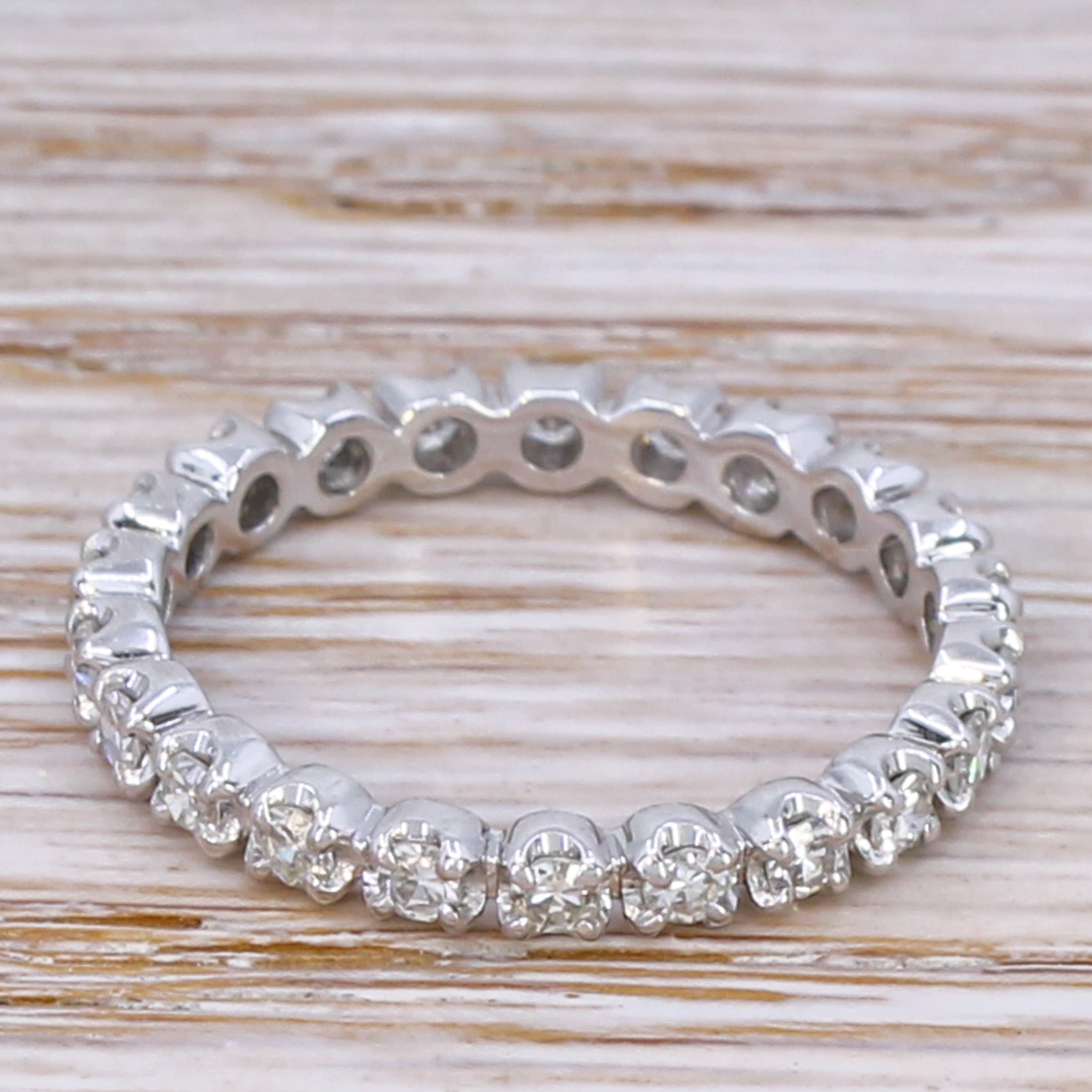 0.66 Carat Diamond Full Eternity Ring, 18k White Gold, size N 1/2