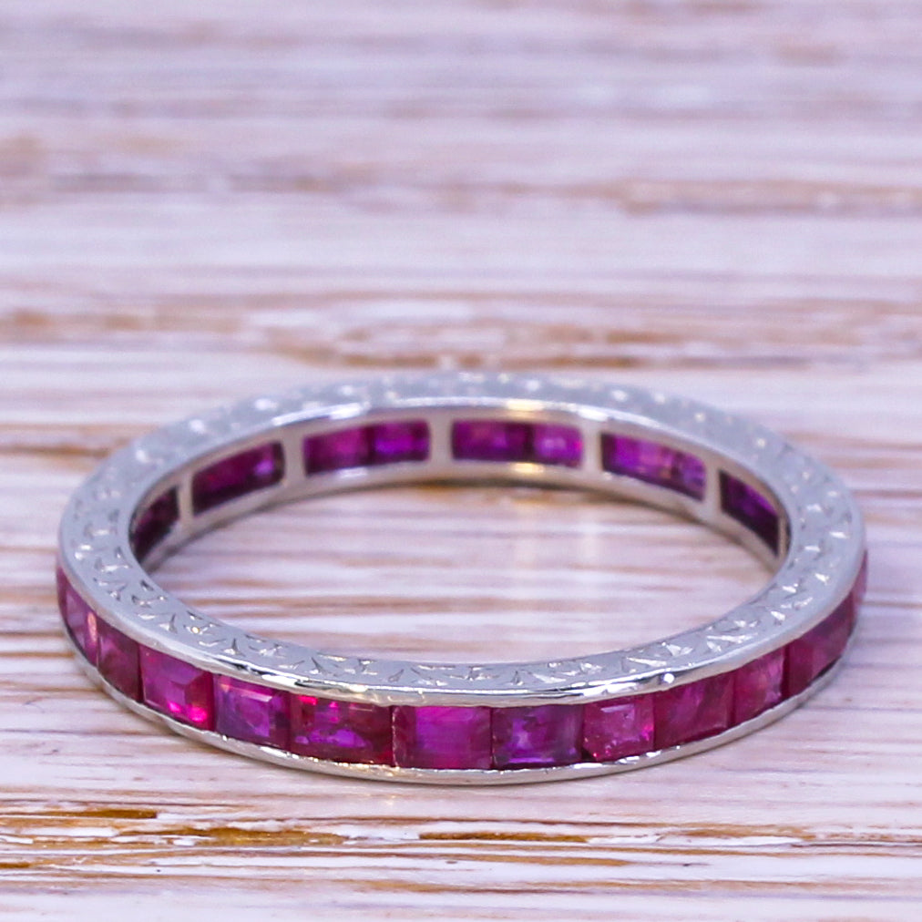 Art Deco 2.00 Carat Natural Ruby Full Eternity Ring, circa 1940, size Q 1/2