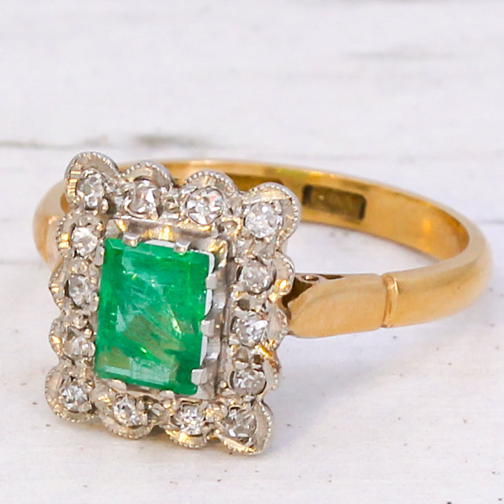 antique emerald and diamond ring