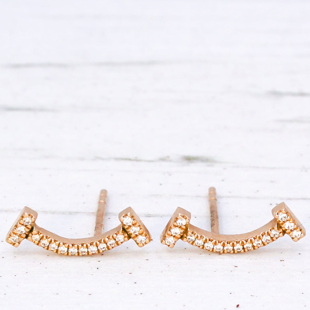 TIFFANY & CO Tiffany T Diamond Smile Earrings, 18k Rose Gold