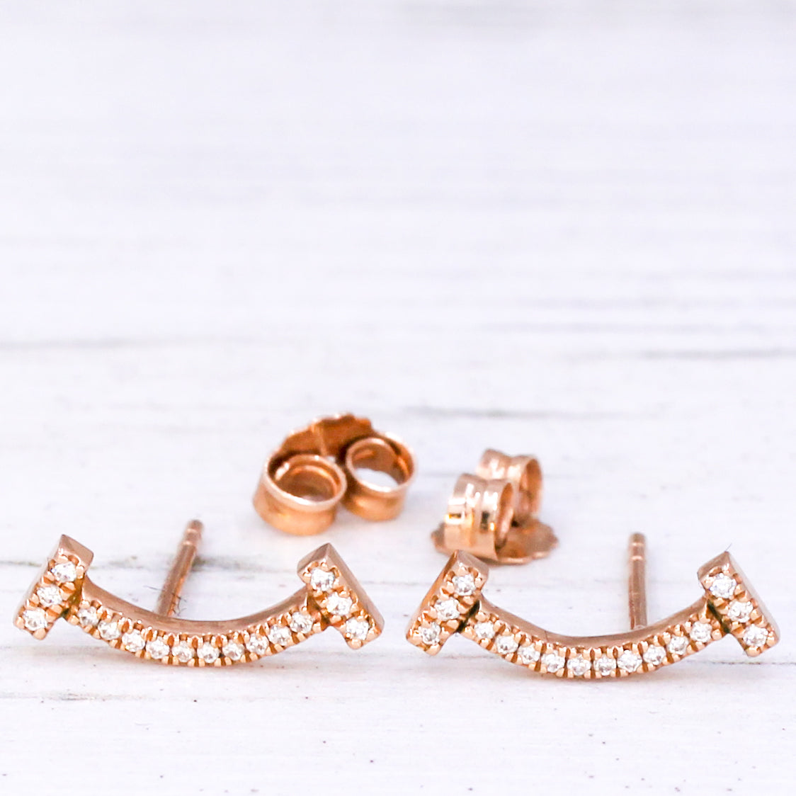 TIFFANY CO Tiffany T Diamond Smile Earrings, 18k Rose Gold