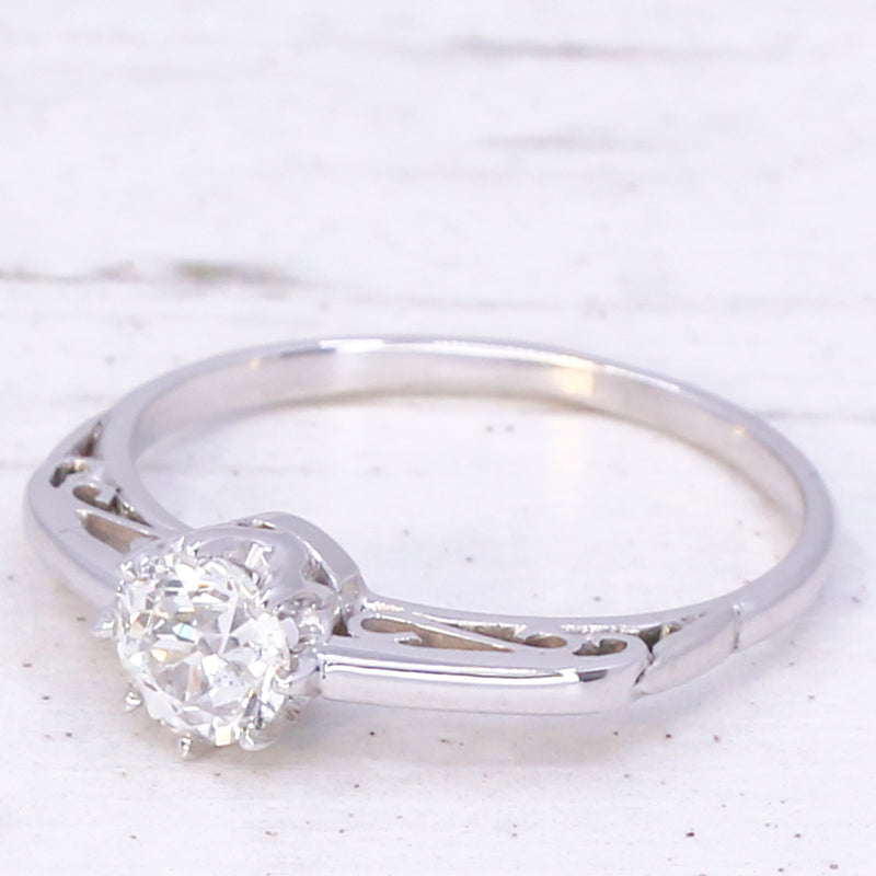 Mid Century 0.61 Carat Old Cut Diamond Engagement Ring, circa 1955