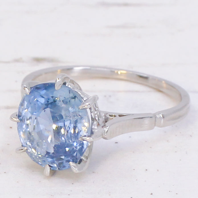 Art Deco 4.25 Carat Unheated Ceylon Sapphire Ring, circa 1920