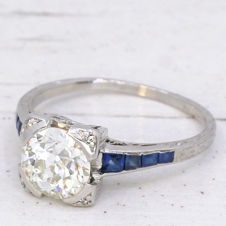 diamond sapphire engagement ring