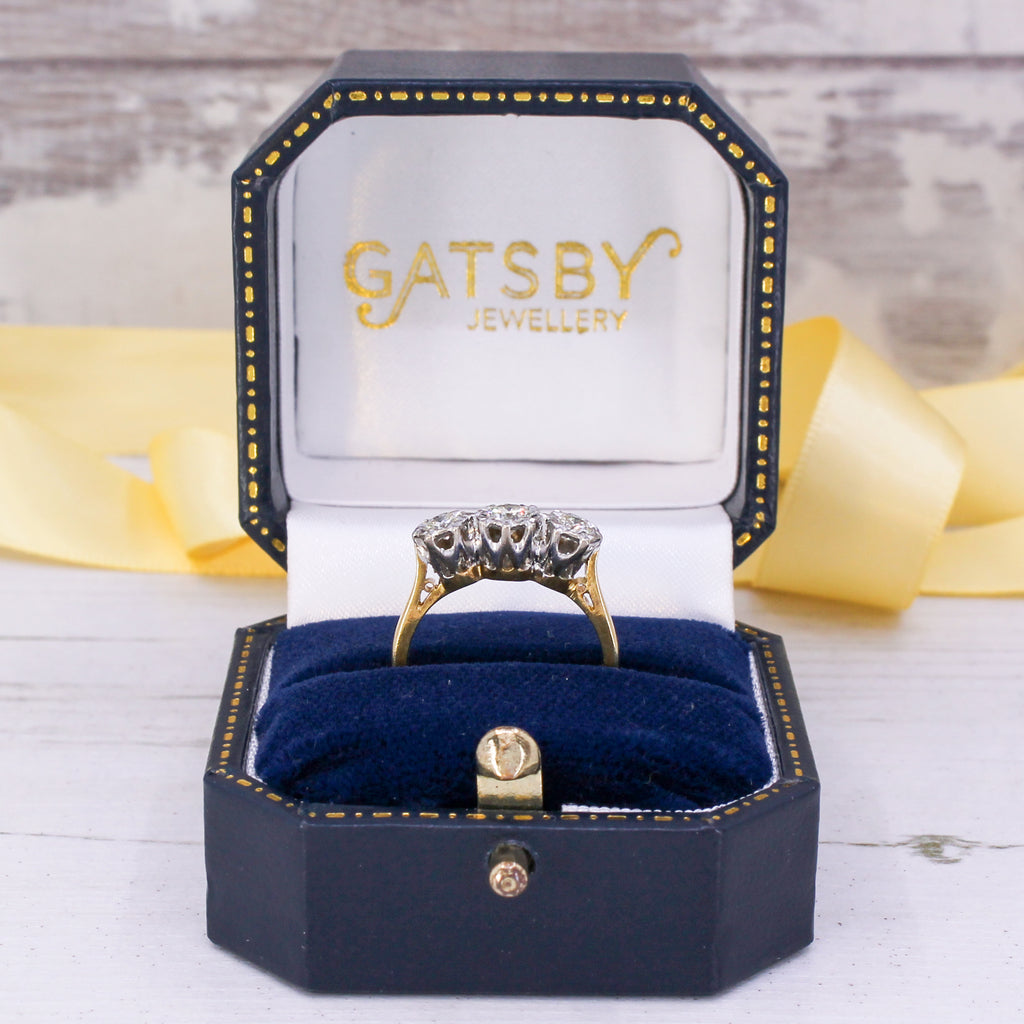 vintage diamond three stone ring