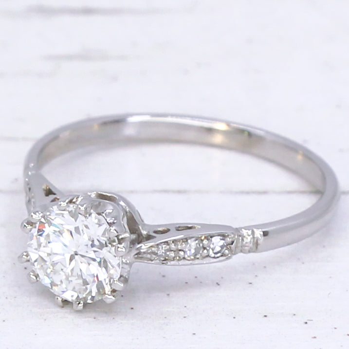 Transitional cut diamond engagement ring