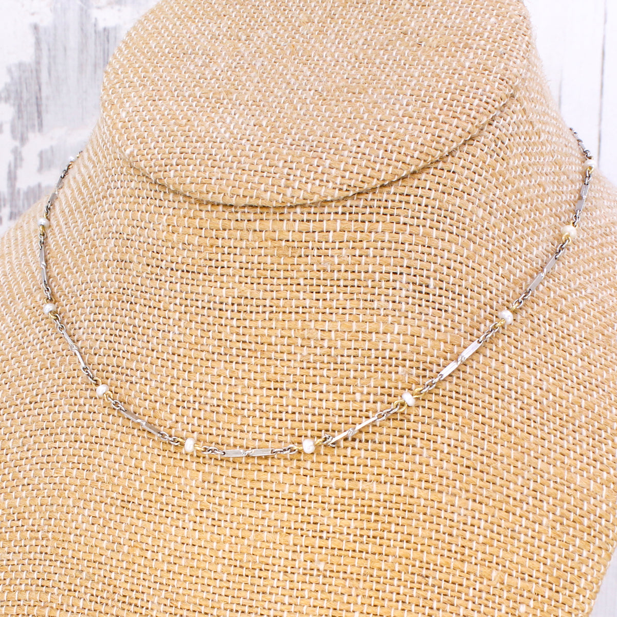 Antique Platinum, 18k Gold & Seed Pearl Chain, circa 1910