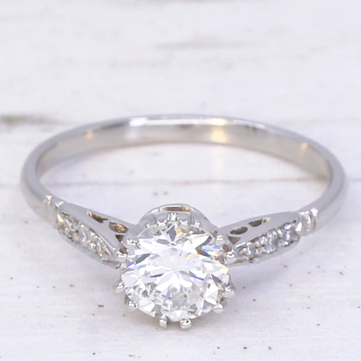 Transitional cut diamond engagement ring