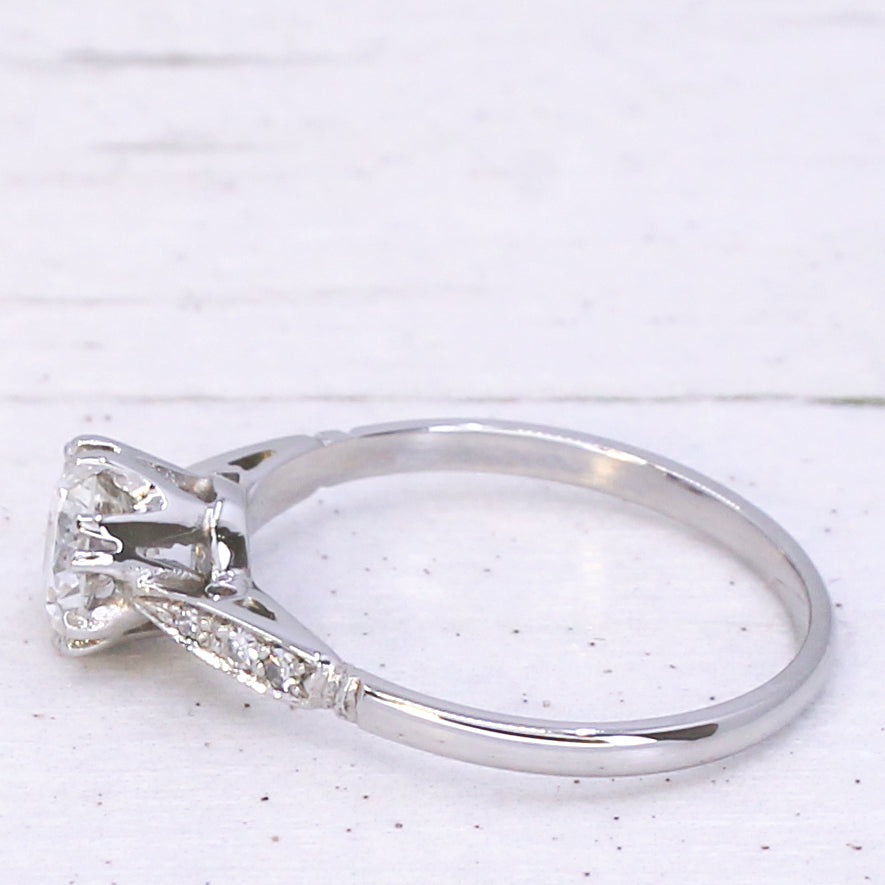 Transitional cut diamond engagement ring