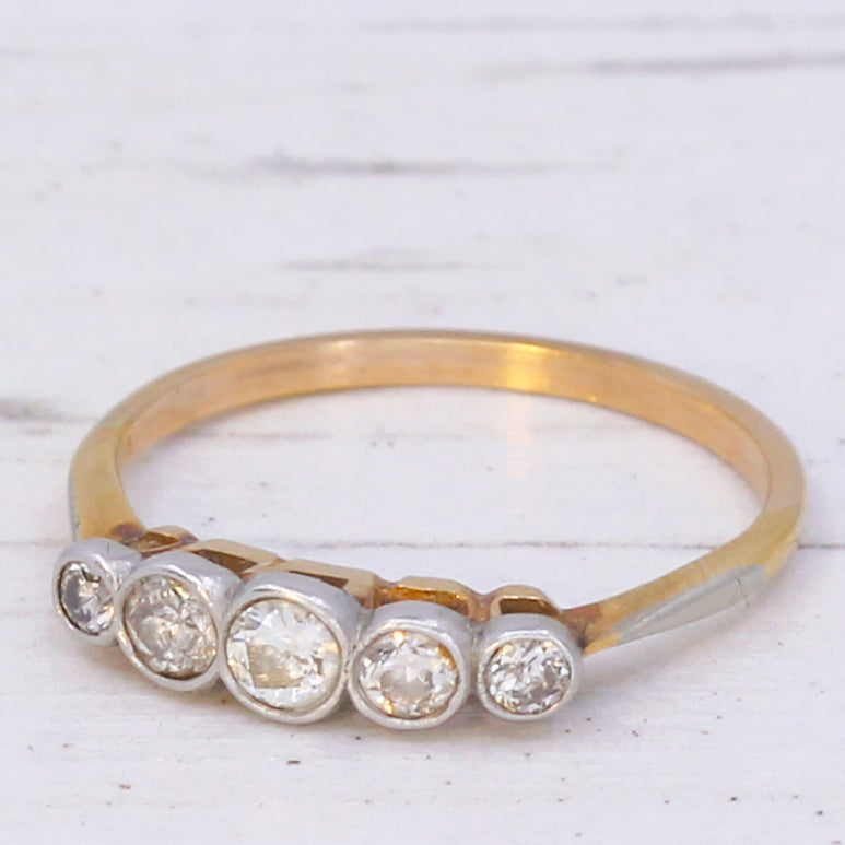 vintage five stone diamond ring