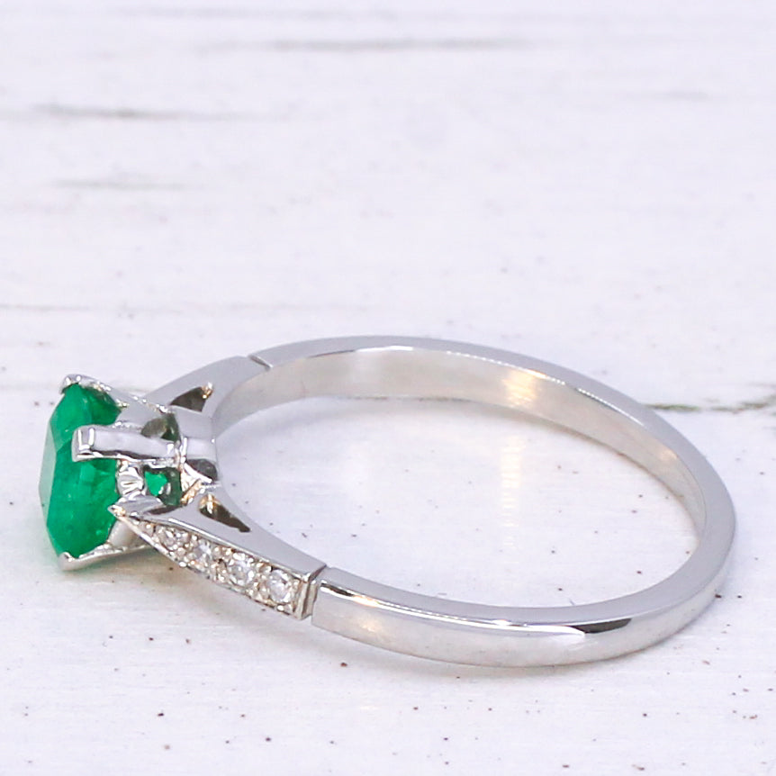 Colombian emerald engagement ring