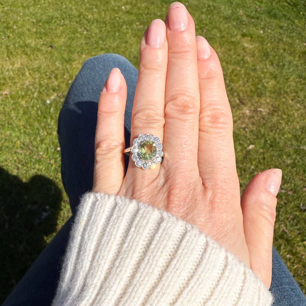 chrysoberyl and diamond ring