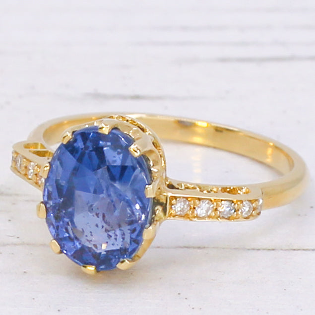 Vintage 3.66 Carat Unheated Ceylon Sapphire Ring, circa 1950