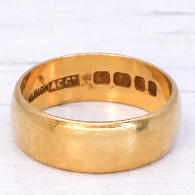 Antique 22k Yellow Gold Wedding Band, dated 1962, Size L