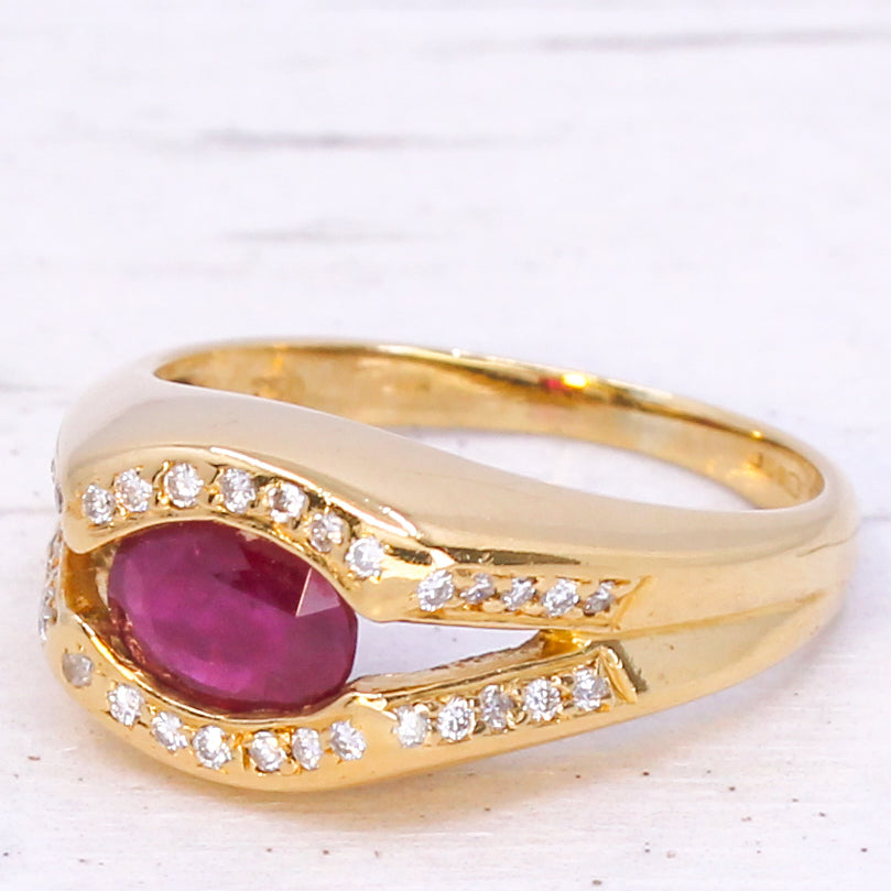 Mid Century 0.75 Carat Ruby Split Shank Ring, circa 1965