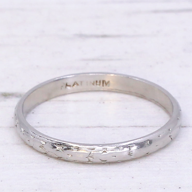 Art Deco Wedding Band Ring, Platinum, size M 1/2