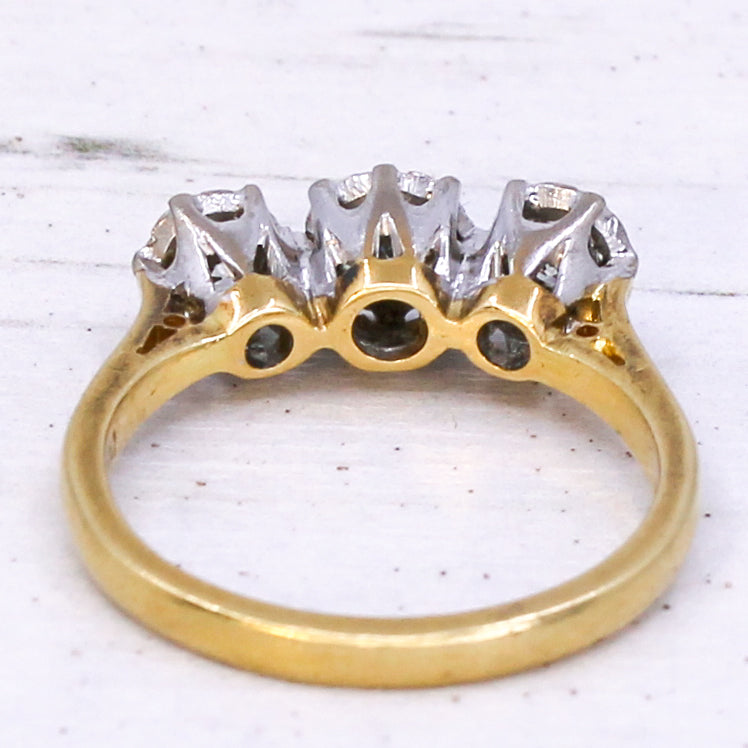 vintage diamond three stone ring