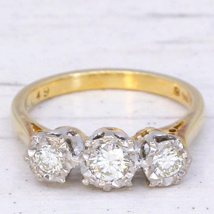 vintage diamond three stone ring