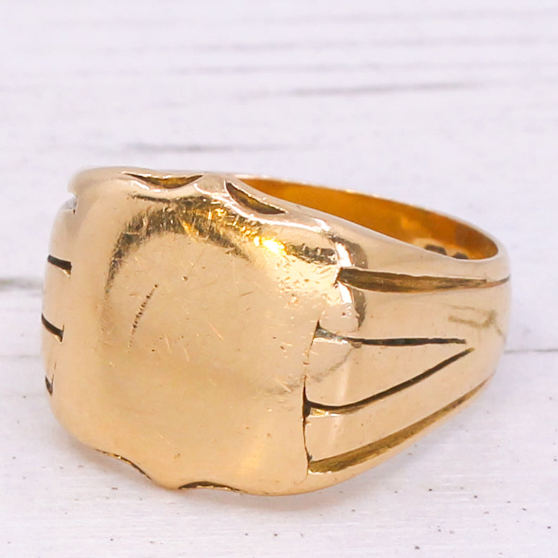 Victorian Heavy Weight 18k Gold Signet Ring, dated 1897