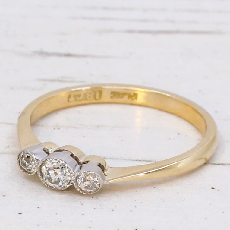 vintage diamond three stone ring