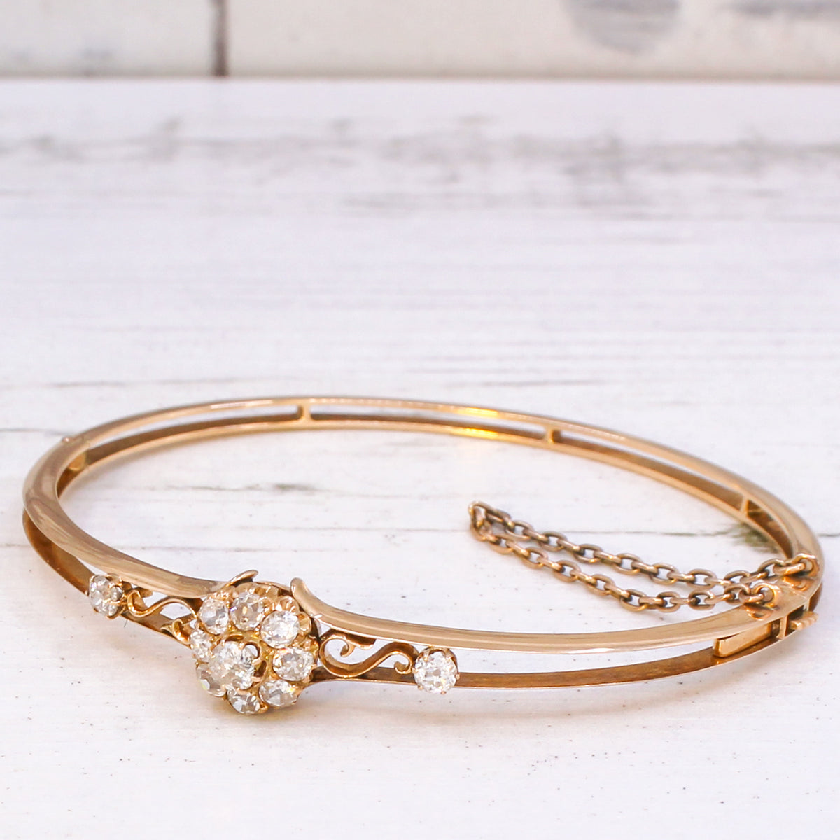 Antique 1.00 Carat Old Cut Diamond Bangle, circa 1895