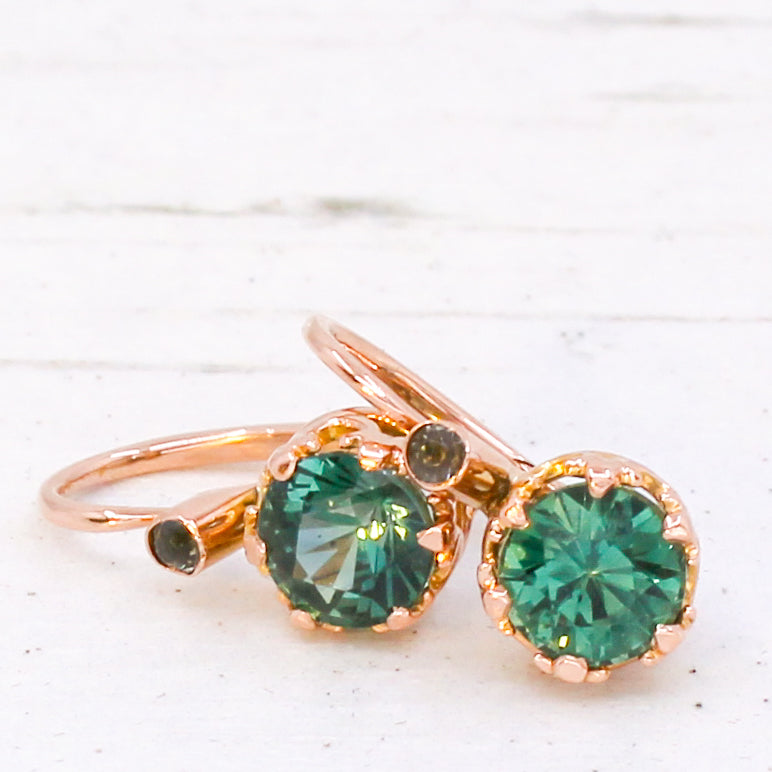 Unheated teal sapphire earrings 