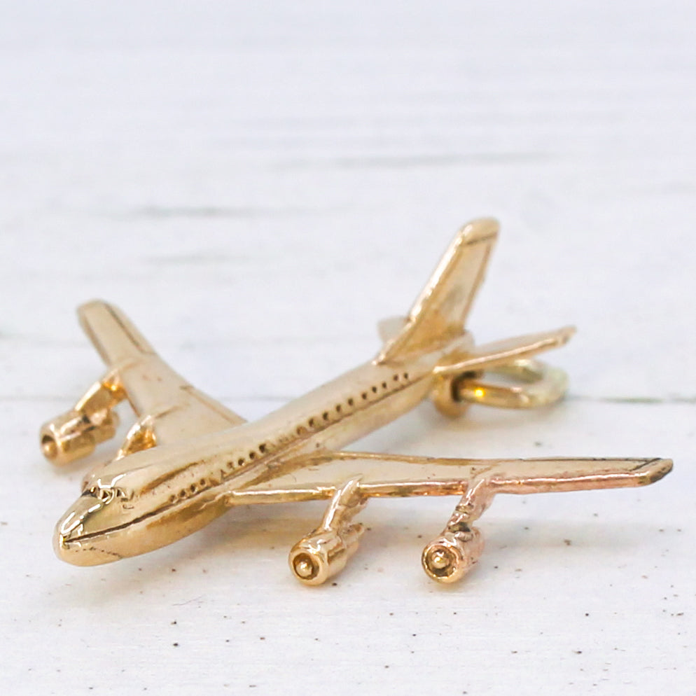 Vintage 9k Boeing 747 Jumbo Jet Charm / Pendant, dated 1976