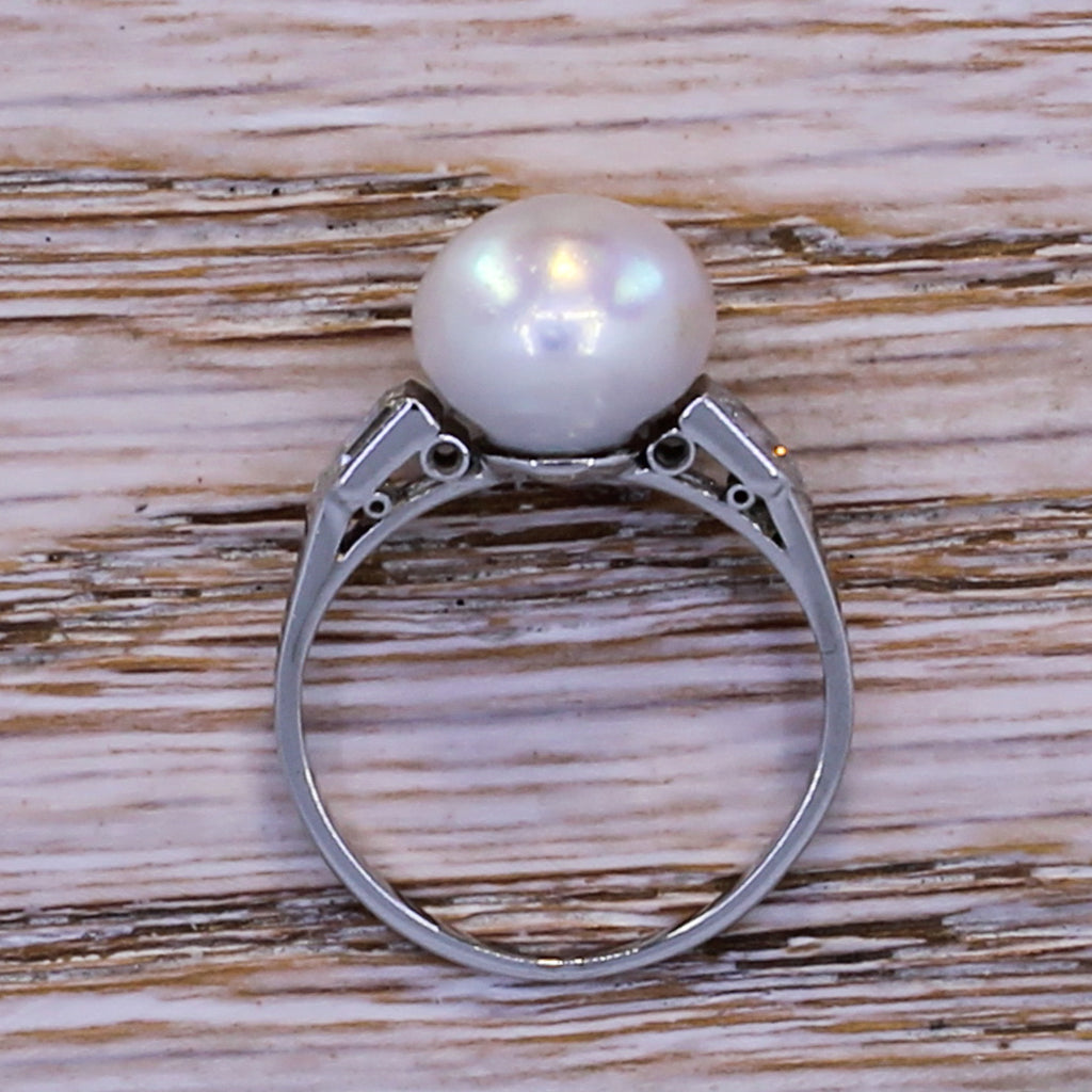 natural pearl solitaire ring