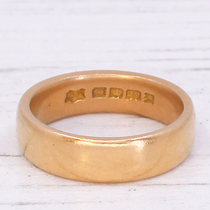 Antique 22k Yellow Gold Wedding Band, dated 1920, size L