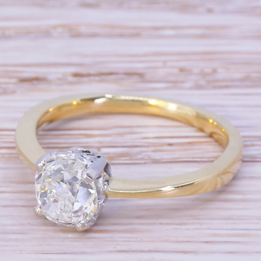 Edwardian 1.19 Carat Old Cut Diamond Engagement Ring, circa 1910