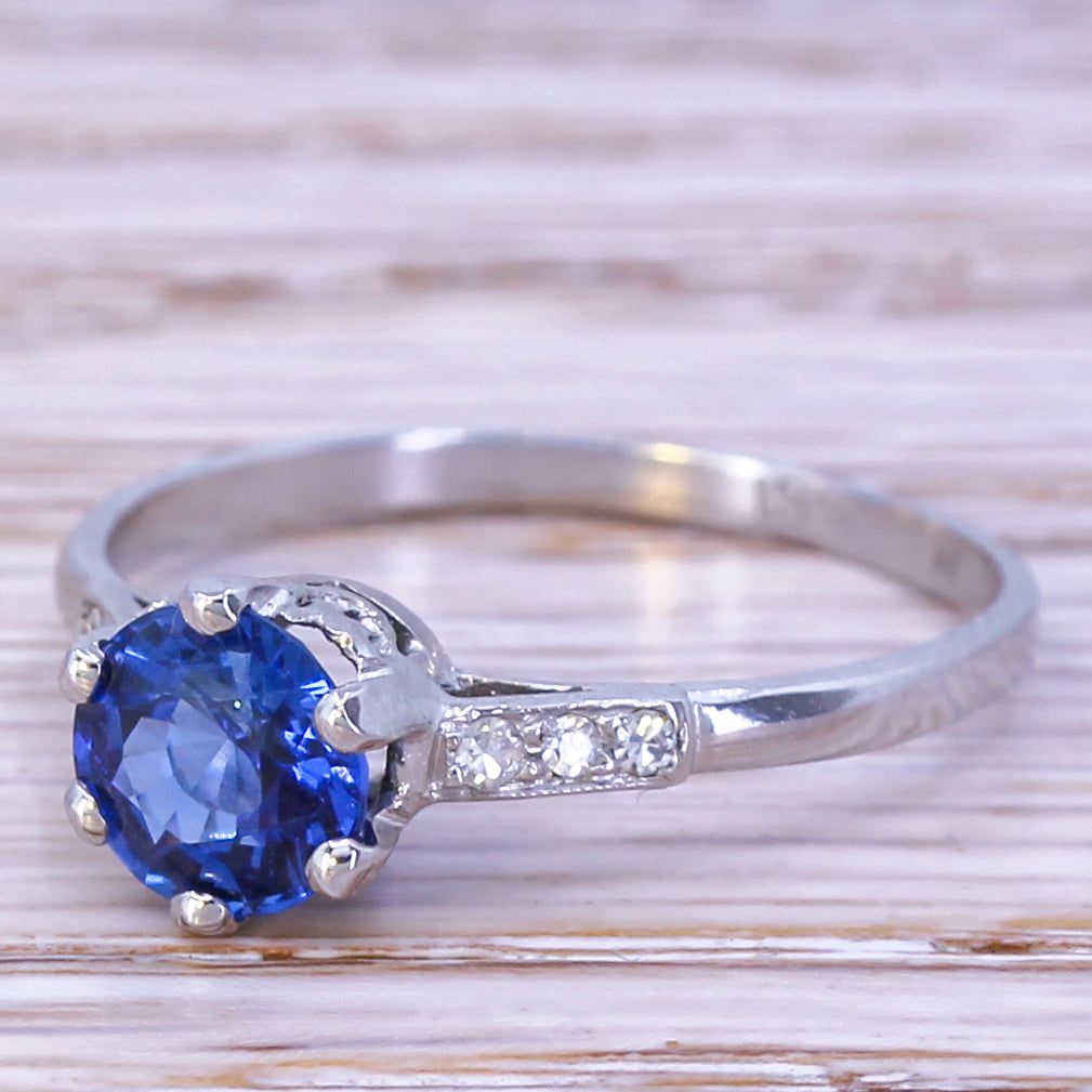 Mid Century 1.26 Carat Sapphire Solitaire Ring, circa 1970