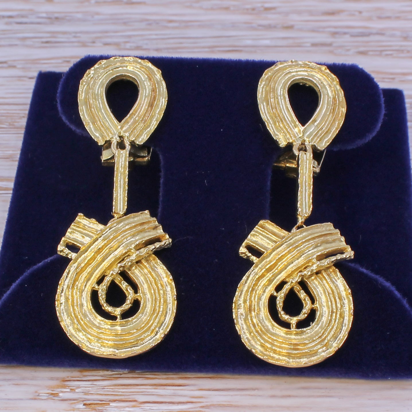 LALAOUNIS 18k Yellow Gold Swirl Clip Earrings, circa 1975