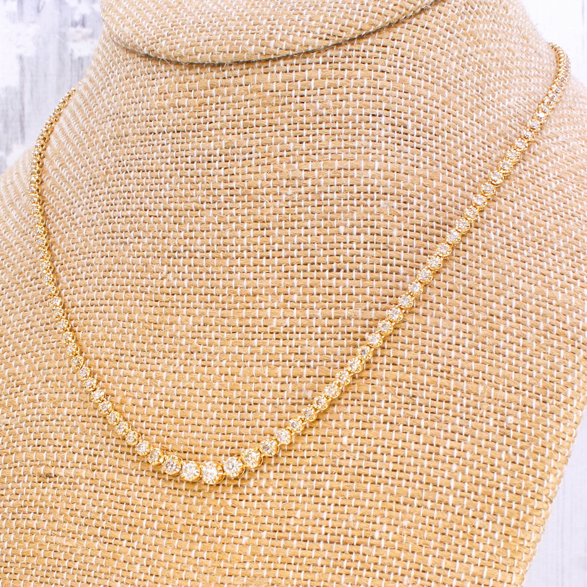 3.00 Carat Diamond Line Necklace, 18k Yellow Gold