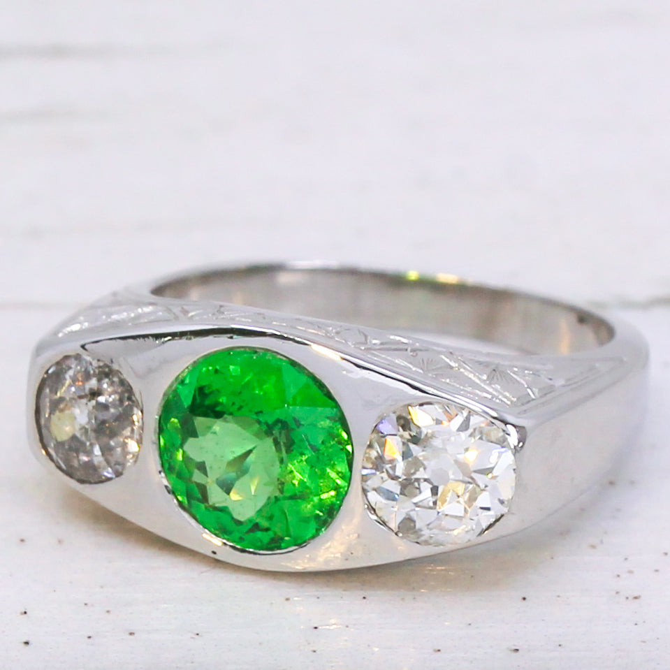 Art Deco tsavorite ring