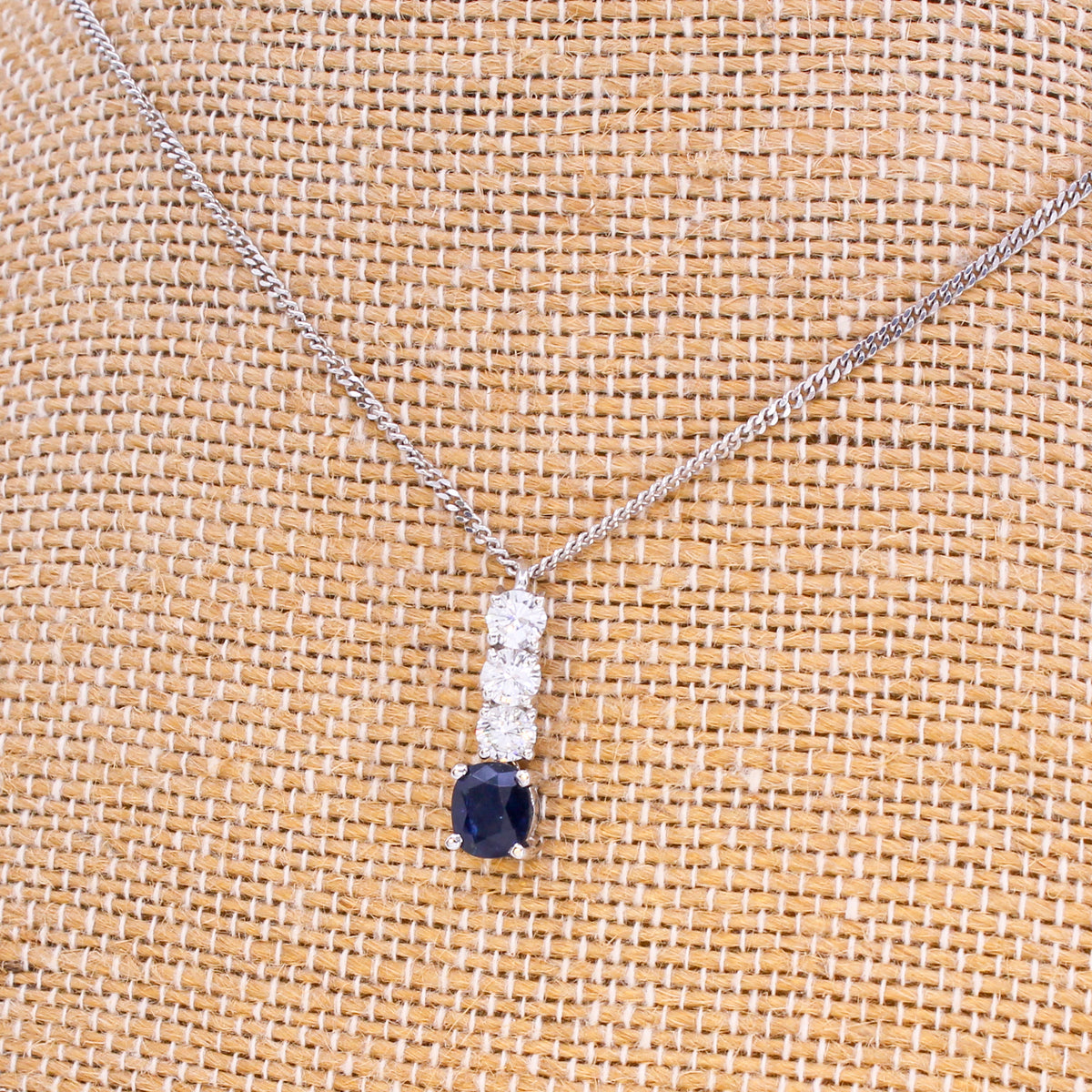 1.20 Carat Azad Kashmir Sapphire & Diamond Pendant, 18k White Gold