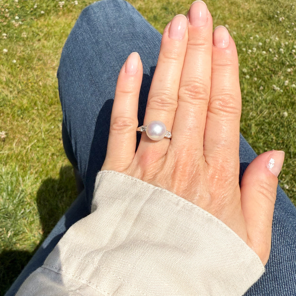 natural pearl solitaire ring