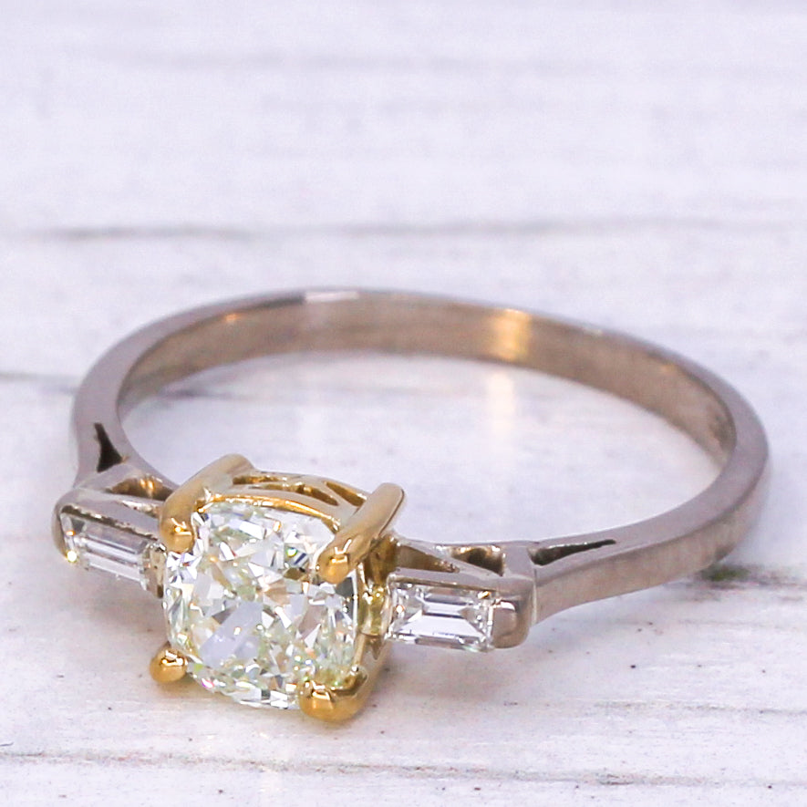 Mid Century 1.05 Cushion Cut Diamond Engagement Ring, circa 1960