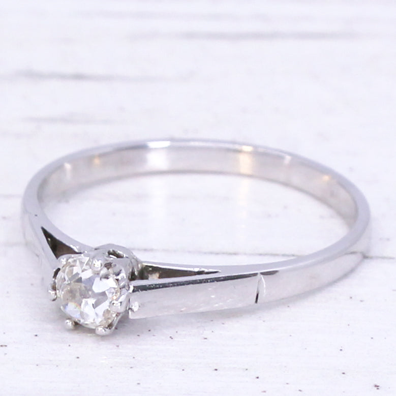 Mid Century 0.25 Carat Old Cut Diamond Engagement Ring, circa 1950