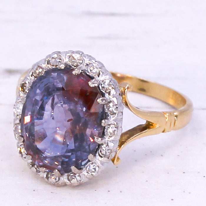 Edwardian 4.70 Carat Montana Sapphire & Diamond Cluster Ring, circa 1905