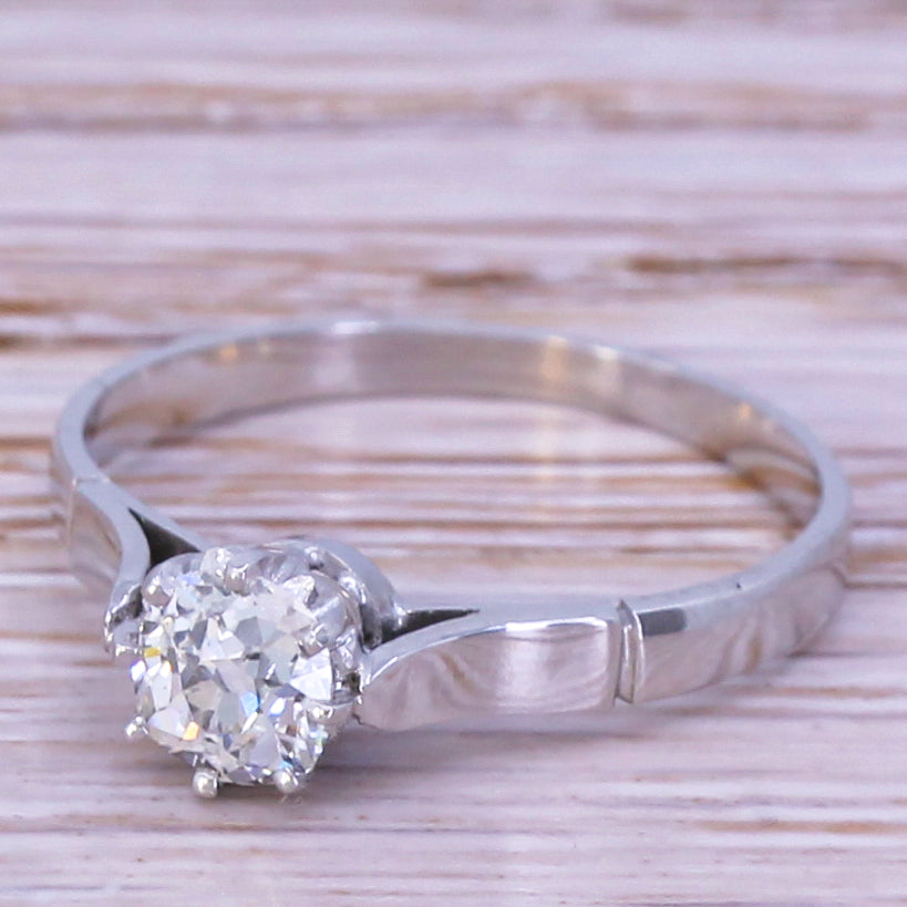 Mid Century 0.51 Carat Old Cut Diamond Engagement Ring, circa 1955