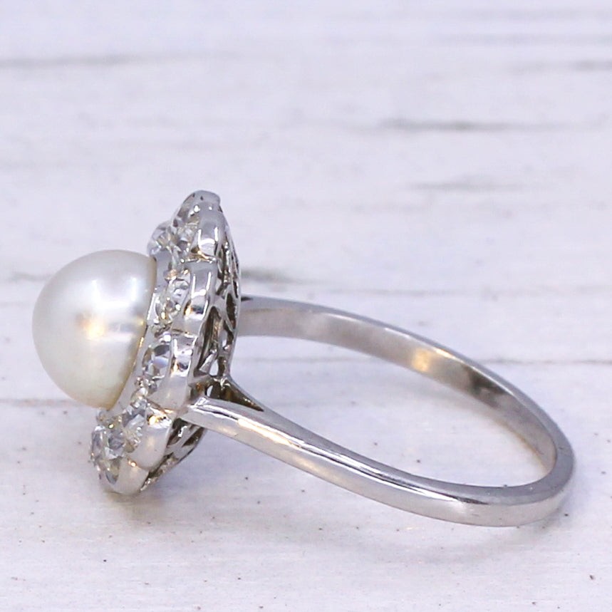 vintage pearl and diamond ring