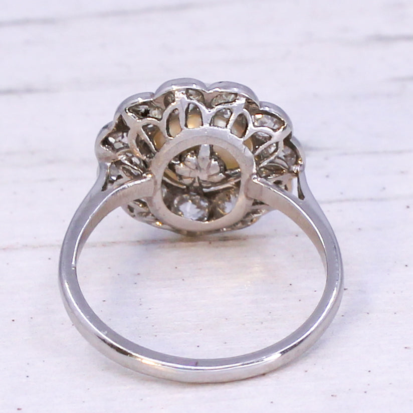 vintage pearl and diamond ring