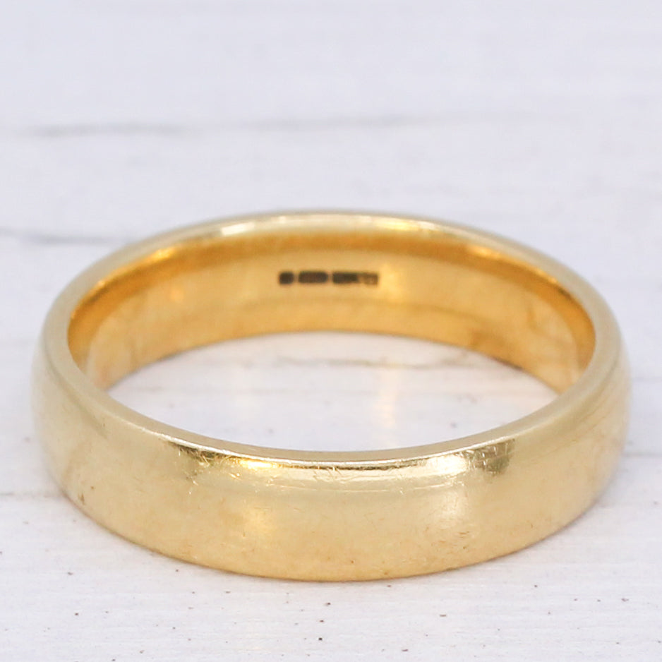 Vintage 18k Yellow Gold Wedding Band Ring, size S