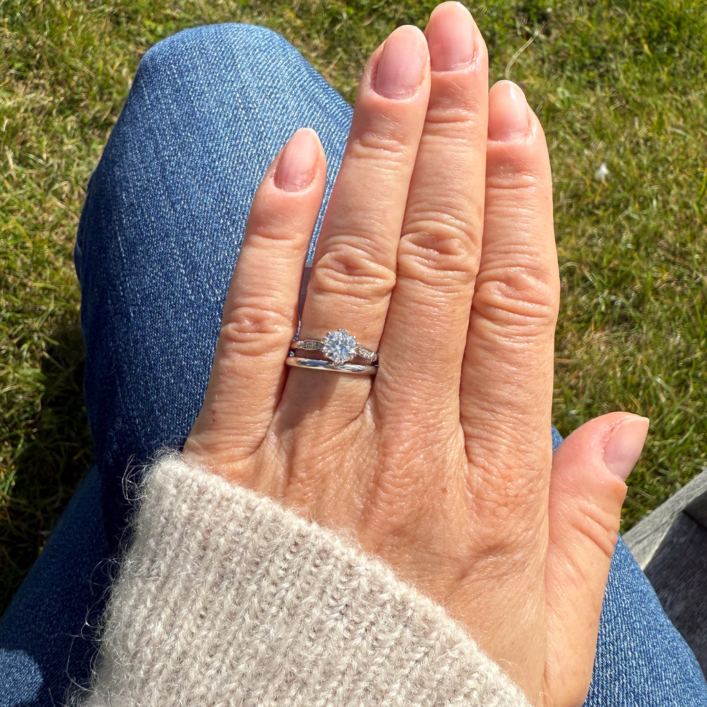 Transitional cut diamond engagement ring