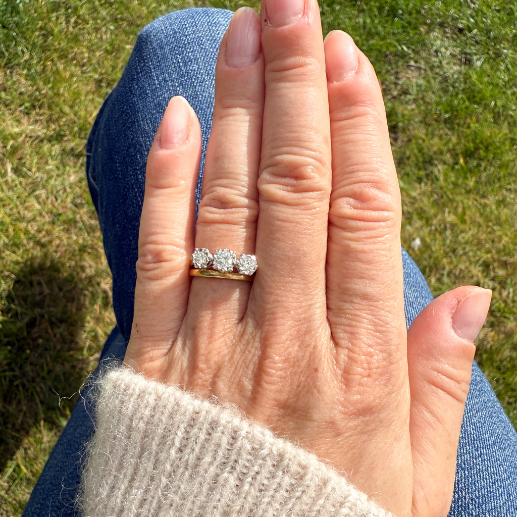 vintage diamond three stone ring