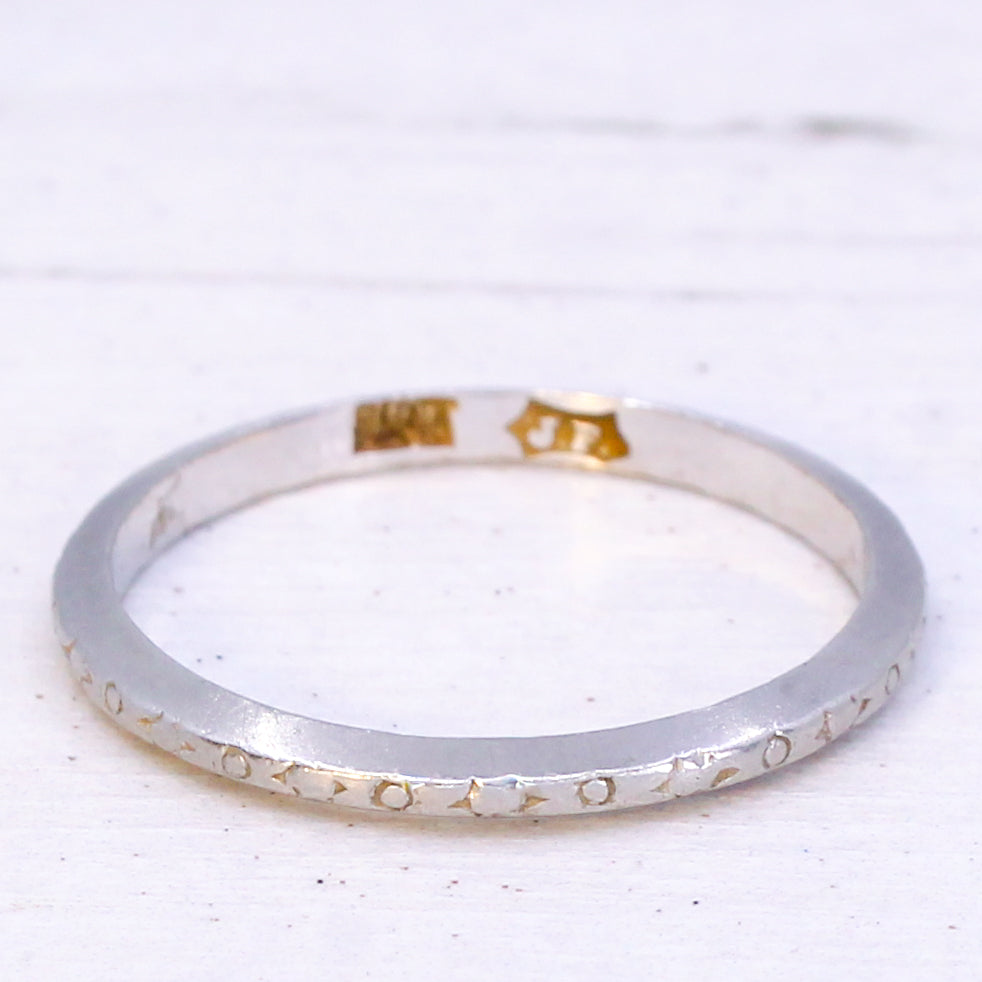 Art Deco Wedding Band Ring, Platinum, size R