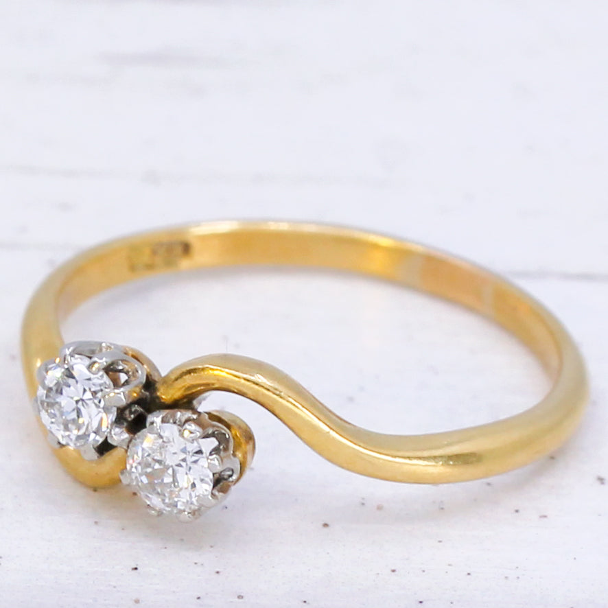 vintage diamond crossover ring