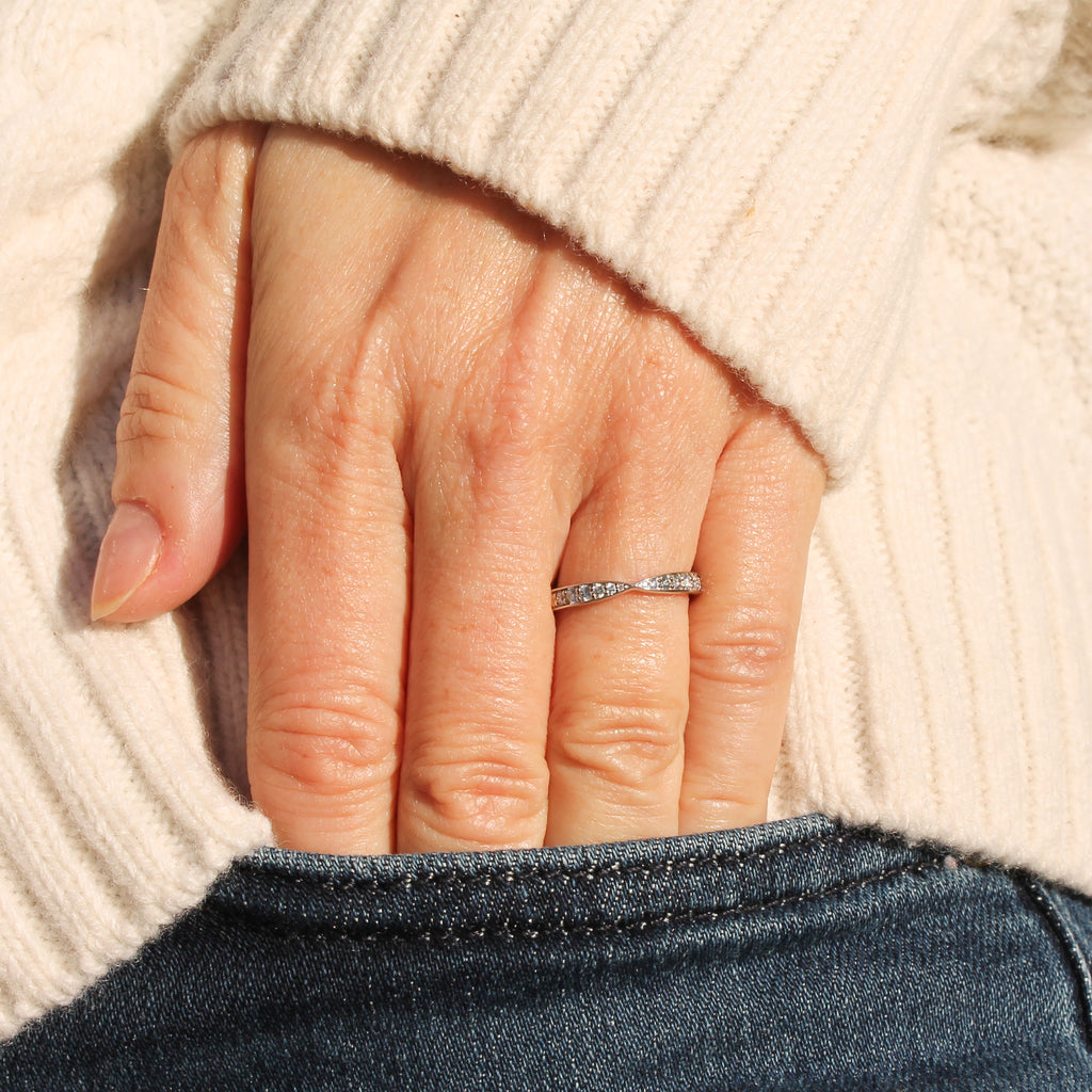 TIFFANY & CO Harmony Band Ring, Platinum, size H 1/2